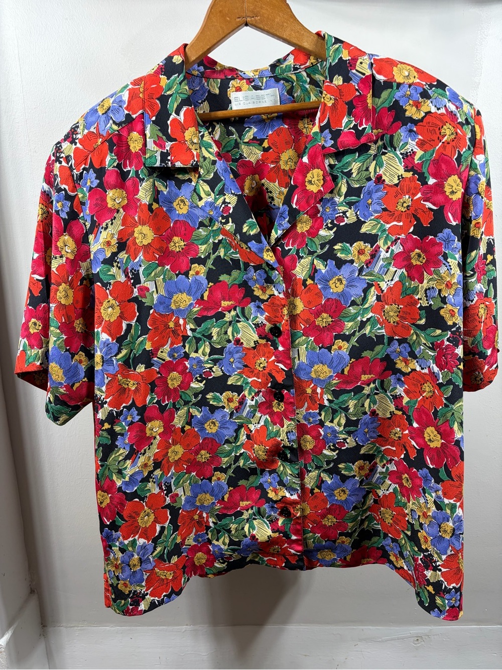 Vintage Elizabeth Liz Claiborne 80’s Floral Button-Up Blouse Tropical Maximalist